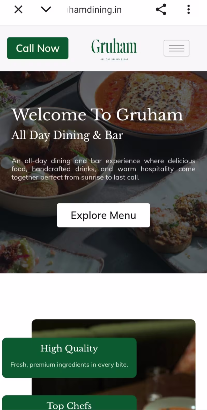 Cover image for Gruham an simple professional website for cafe.