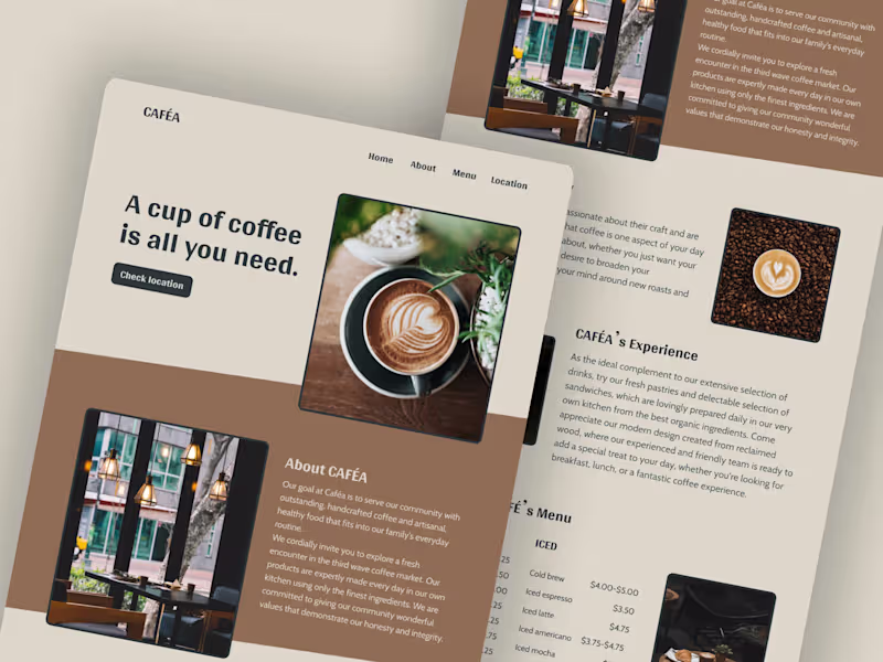 Cover image for Responsive website design and development for a Coffee Shop