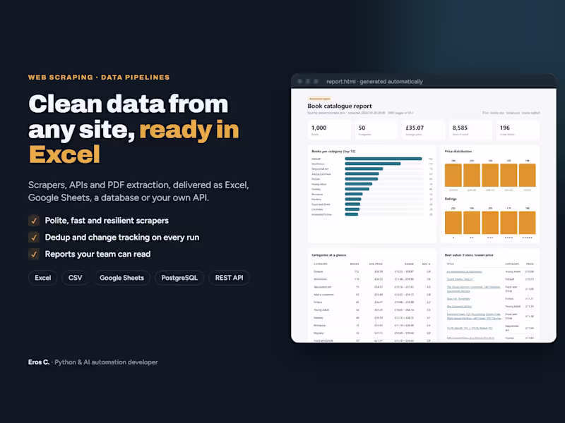 Cover image for Python Web Scraper or Automated Data Pipeline