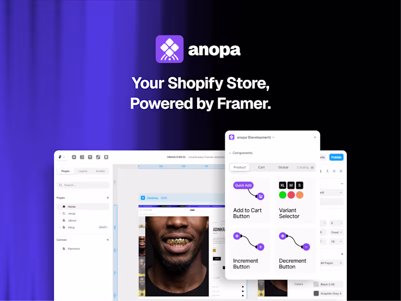 Cover image for anopa — Shopify Integration Plugin for Framer