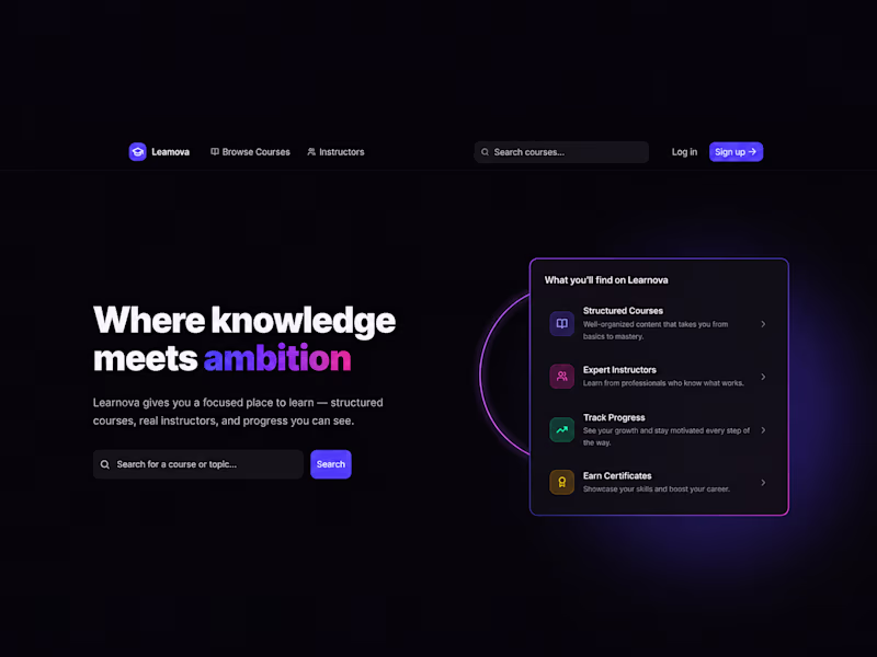 Cover image for Learnova — Full-Stack Learning Management