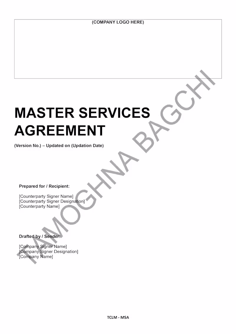 Cover image for Master Services Agreement Template Creation for a Corporate ...