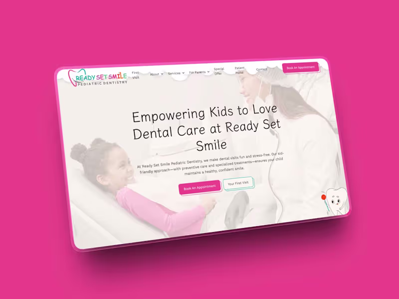 Cover image for Ready, Set, Smile - a Kid-Friendly Dental Website Experience