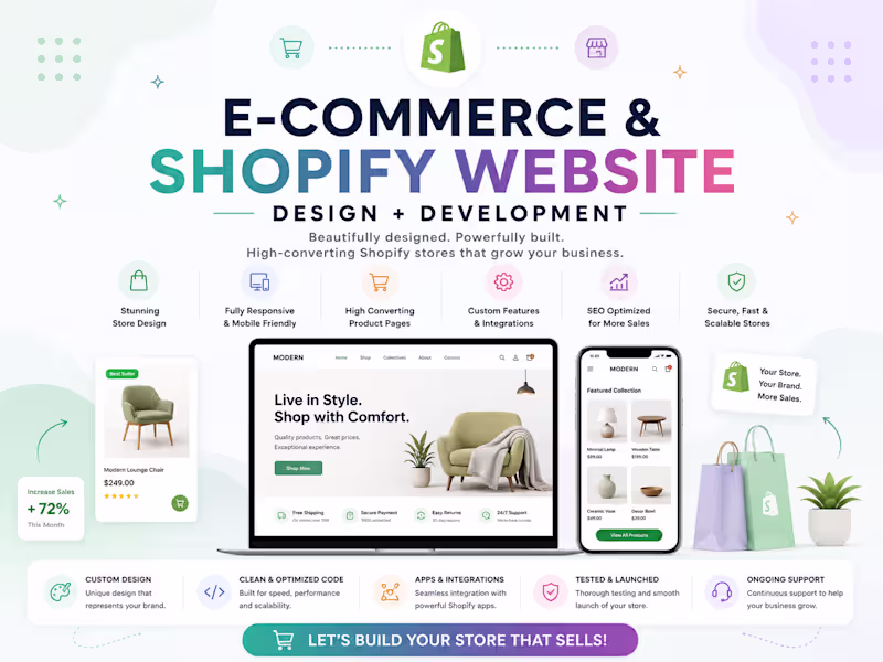 Cover image for E-Commerce & Shopify Website Design + Development