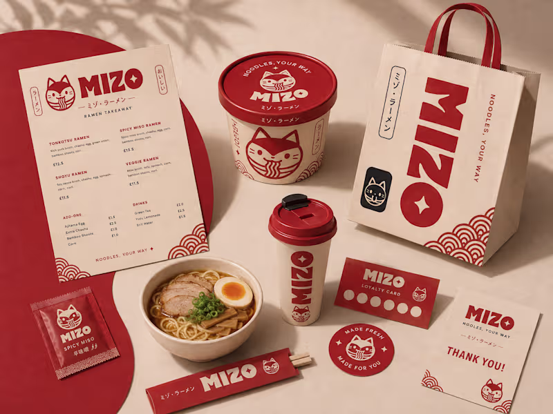 Cover image for MIZO Ramen Takeaway Brand Identity & Packaging Design