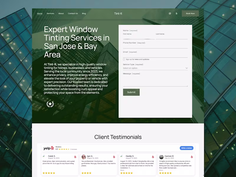 Cover image for Squarespace Website Design for Tint-It Bay Area Overview: A ...