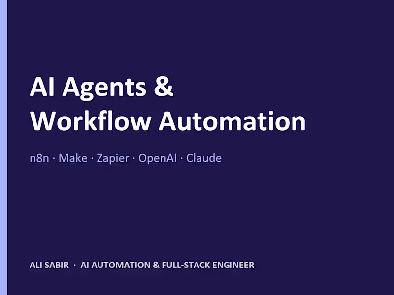 Cover image for AI Agent and Workflow Automation (n8n, Make, Zapier, OpenAI)
