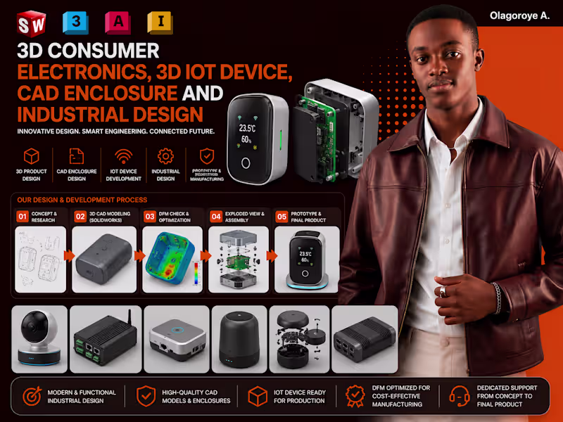 Cover image for 3D Consumer Electronics, 3D IoT Device, CAD Enclosure Industrial