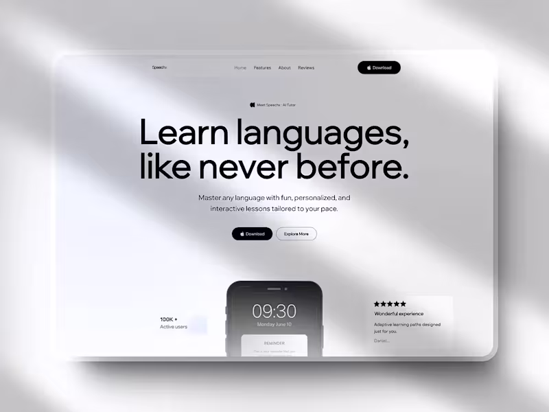 Cover image for Language App Landing Page: Designed for WIX Studio