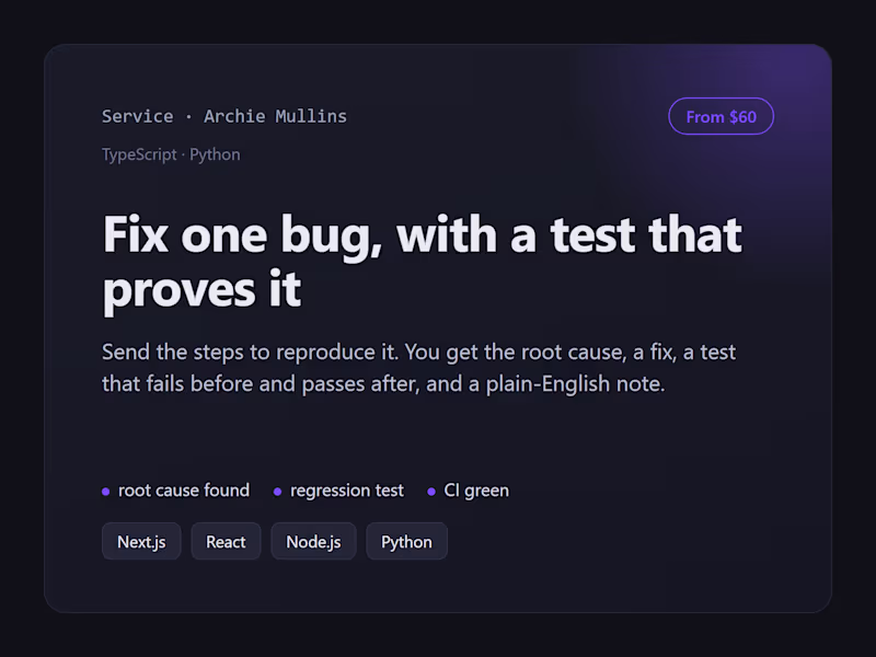 Cover image for Fix one bug, with a test that proves it