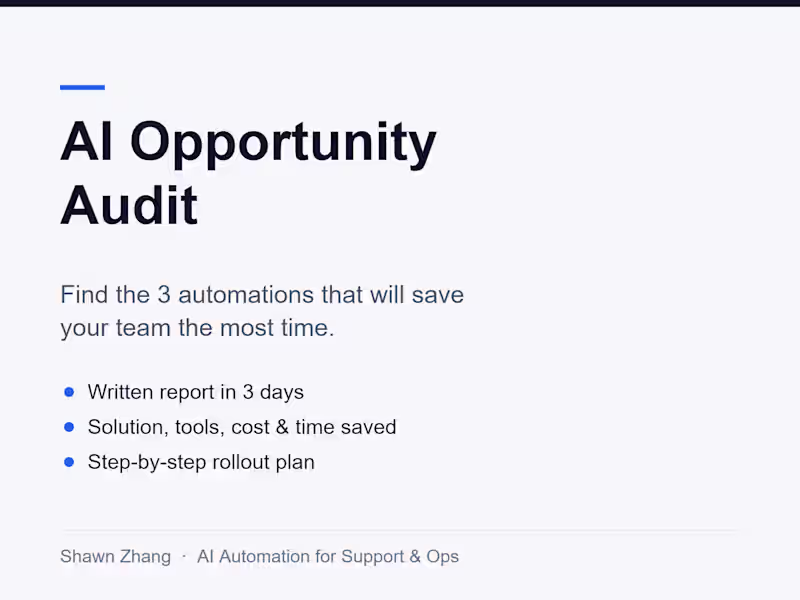 Cover image for AI Opportunity Audit: 3 Automations to Save Your Team Hours