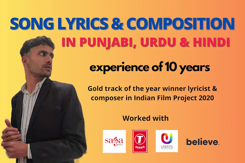 Cover image for Songwriter in Hindi, Punjabi, Urdu or Rajasthani (Marwari)