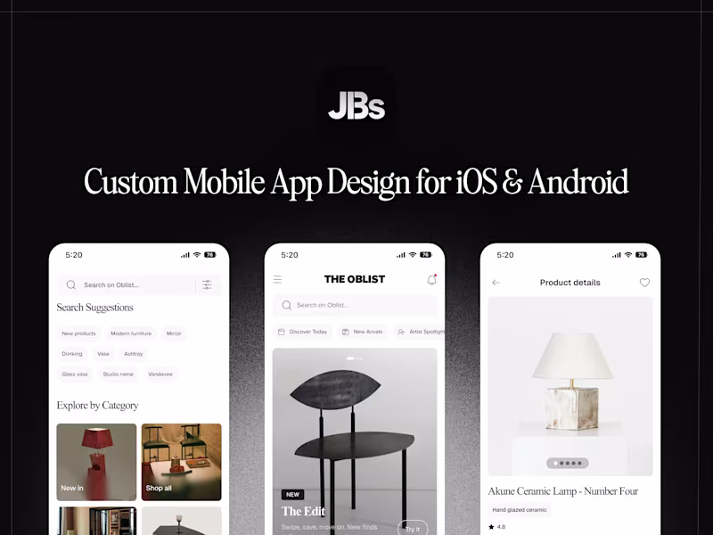 Cover image for Custom Mobile App UI/UX Design for iOS & Android
