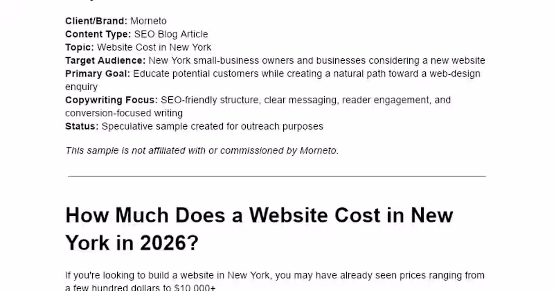 Cover image for SEO Blog Article on Website Costs in New York