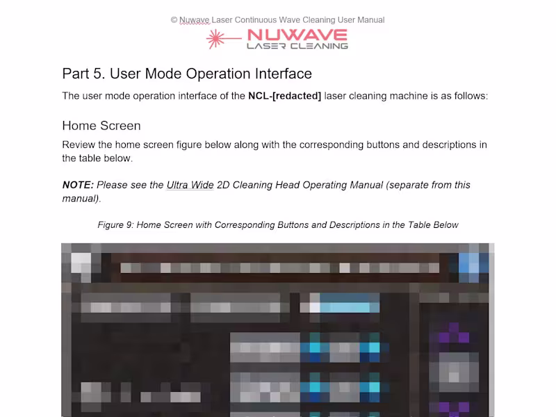 Cover image for Nuwave Laser User Manual: Continuous Wave Laser Cleaning Machine