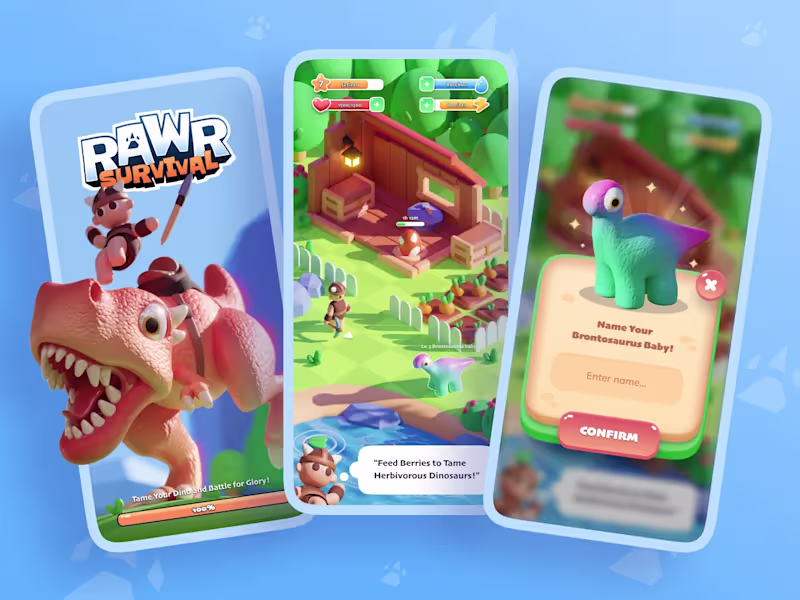 Cover image for Rawr Survival: Mobile Game UI