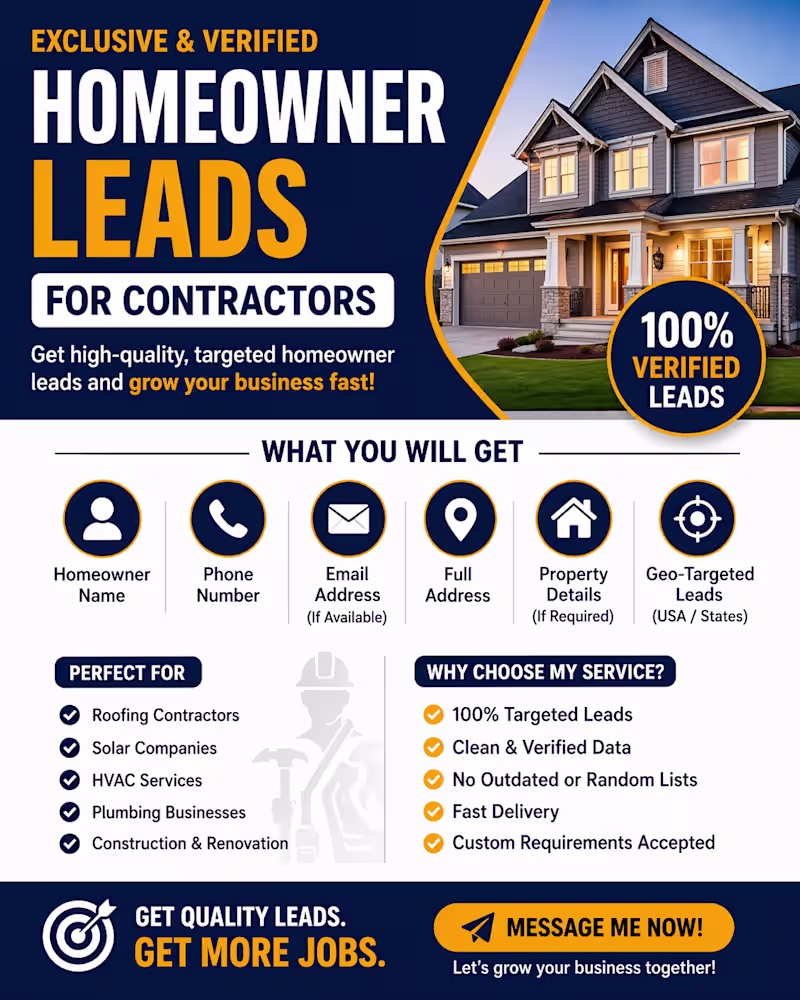 Cover image for 🚨 High-Quality Homeowner Leads for