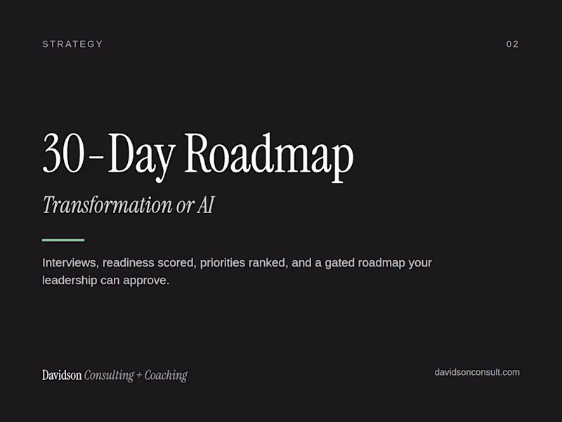 Cover image for 30-Day Transformation or AI Roadmap