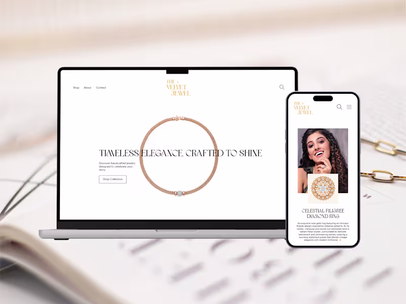 Cover image for Velvet Jewel — Jewelry E-Commerce Landing Page.

A
