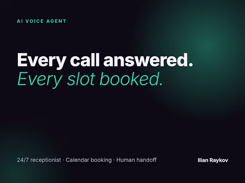 Cover image for AI voice receptionist that books appointments 24/7
