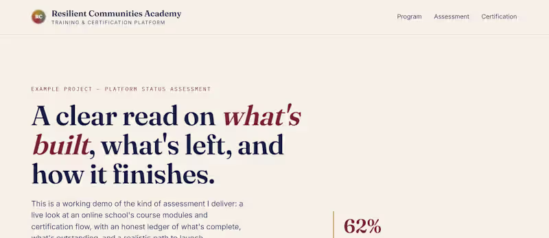 Cover image for Online School Platform — Training Modules & Certification Demo
