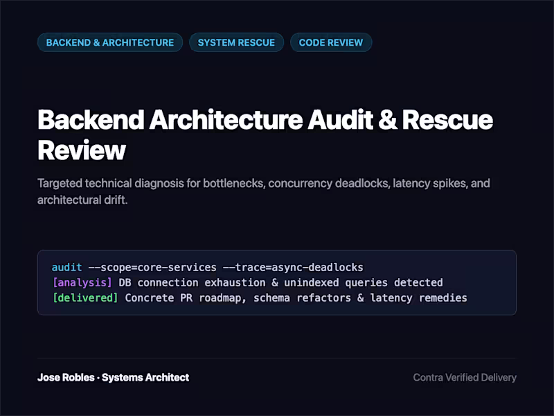 Cover image for Backend Architecture Audit & Rescue Review