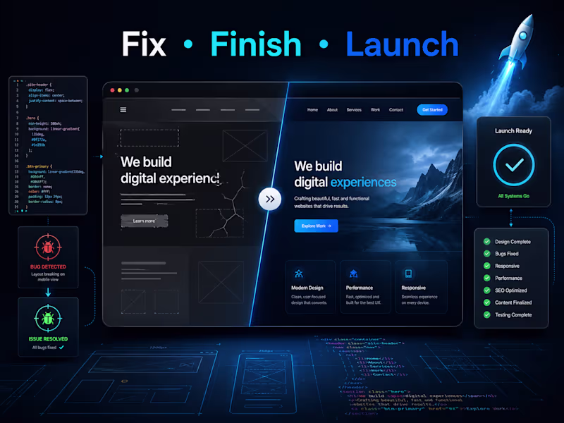 Cover image for Fix, Finish & Launch Your Website