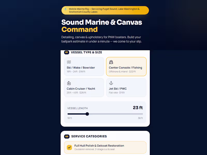Cover image for Mobile Estimation & Service Intake App for Marine Services
