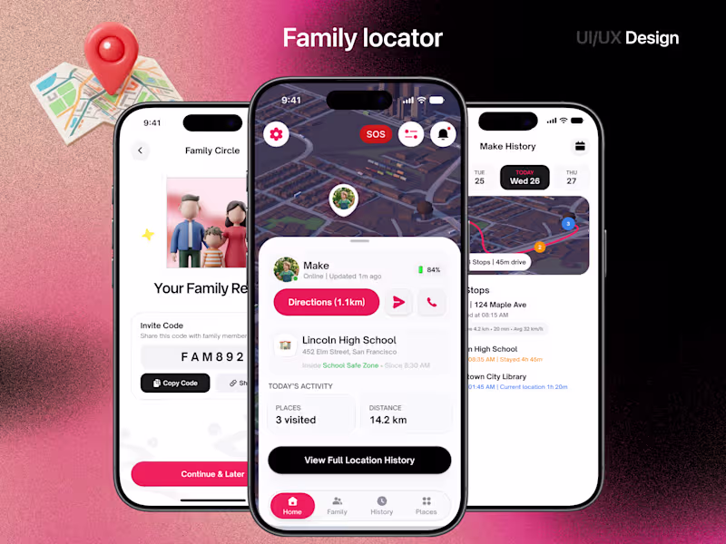 Cover image for Family GPS Tracker & Safety App - iOS UI/UX Design