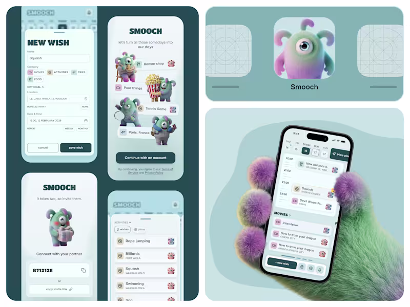 Cover image for Smooch: a shared space for couples | iOS app