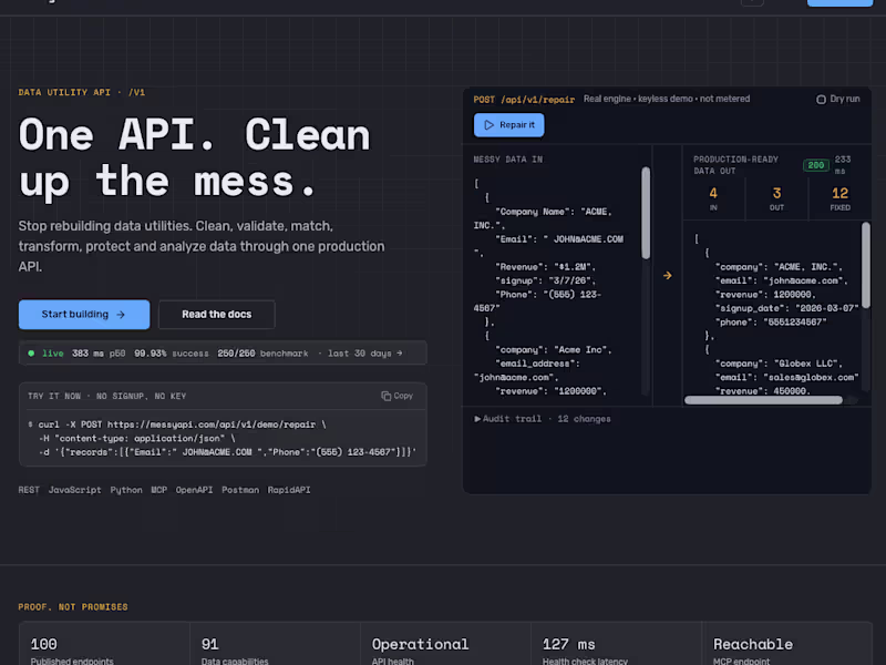 Cover image for MessyAPI is a production-ready developer