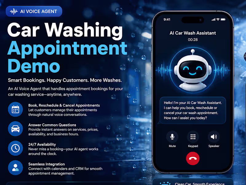 Cover image for Car Washing Appointment Demo
This project