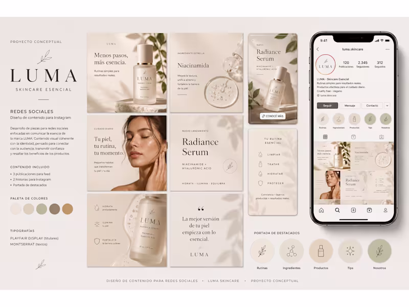 Cover image for Identidad visual y contenido para LUMA Skincare