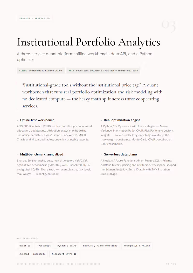 Cover image for Institutional Portfolio Analytics