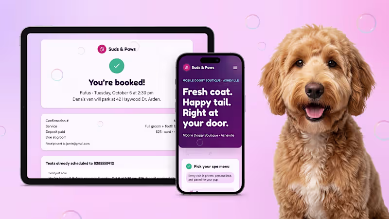 Cover image for Project name: Suds & Paws
Business: