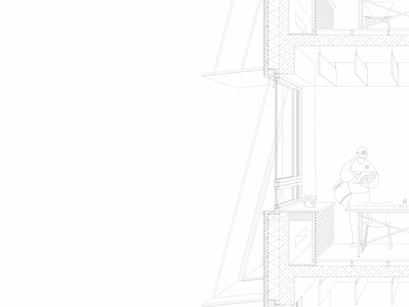 Cover image for A detailed section drawing of a an university building.