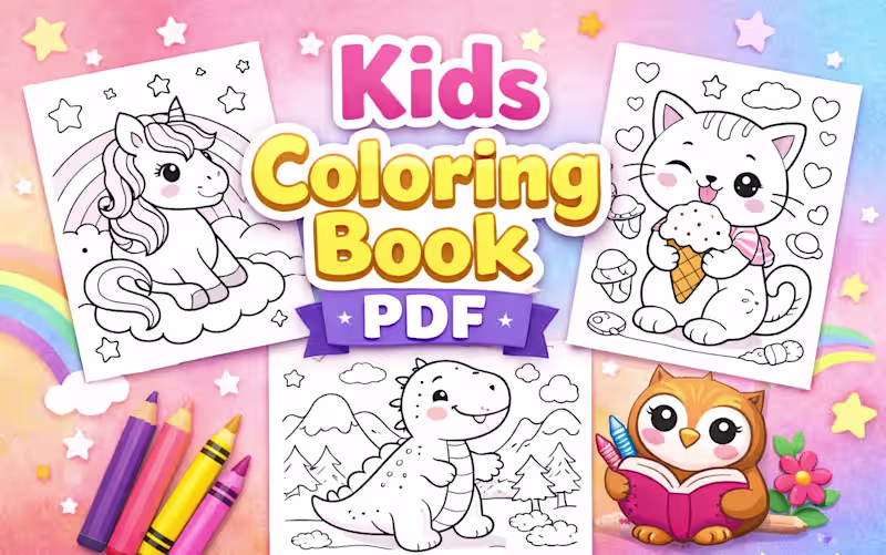 Cover image for Custom Kids Coloring Book | bold outlines|