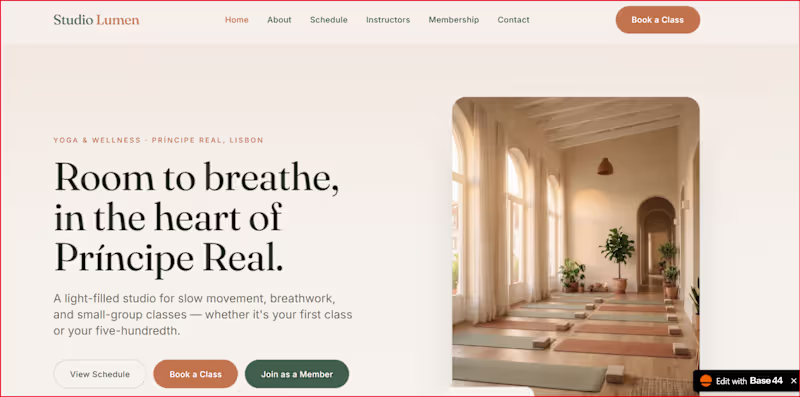 Cover image for Development of Studio Lumen's Yoga & Wellness Platform