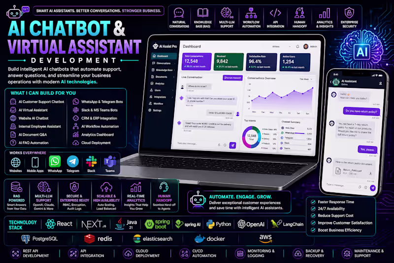 Cover image for AI Chatbot & Virtual Assistant Development