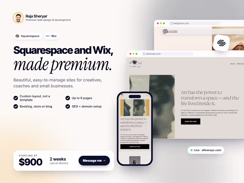 Cover image for Squarespace & Wix Website Design