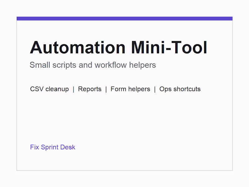 Cover image for Sample: Fast Fix Handoff Notes