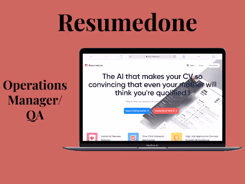 Cover image for Resumedone | Operations Manager/QA
