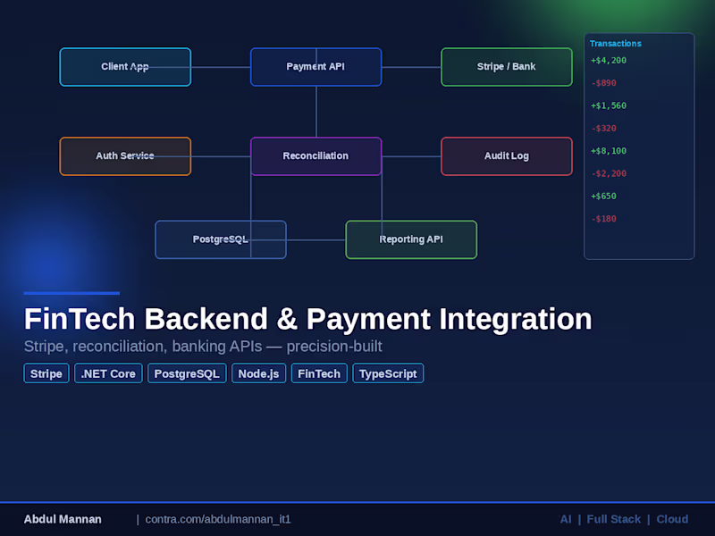 Cover image for FinTech Backend & Payment Integration