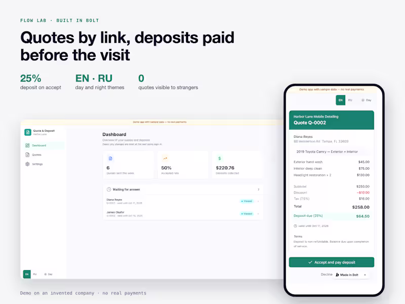 Cover image for Quote and deposit app built from scratch in Bolt