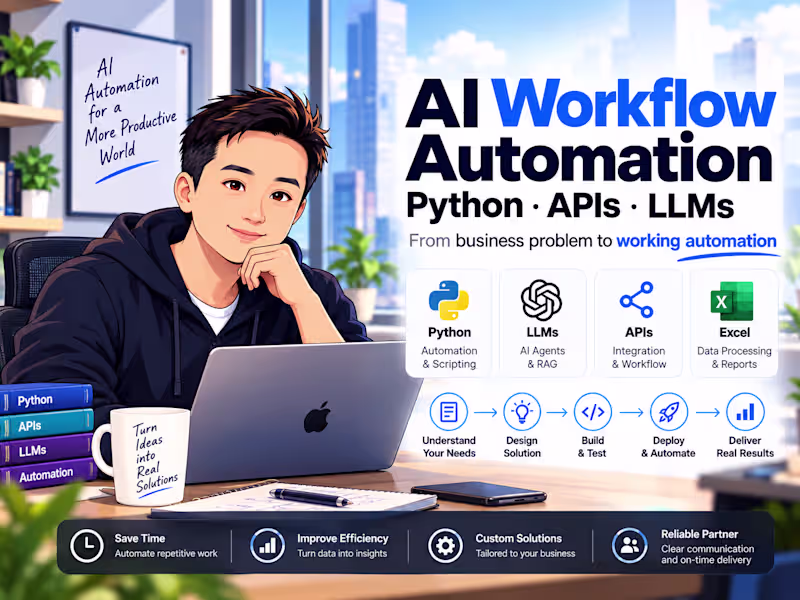 Cover image for AI Workflow Automation with Python, APIs & LLMs