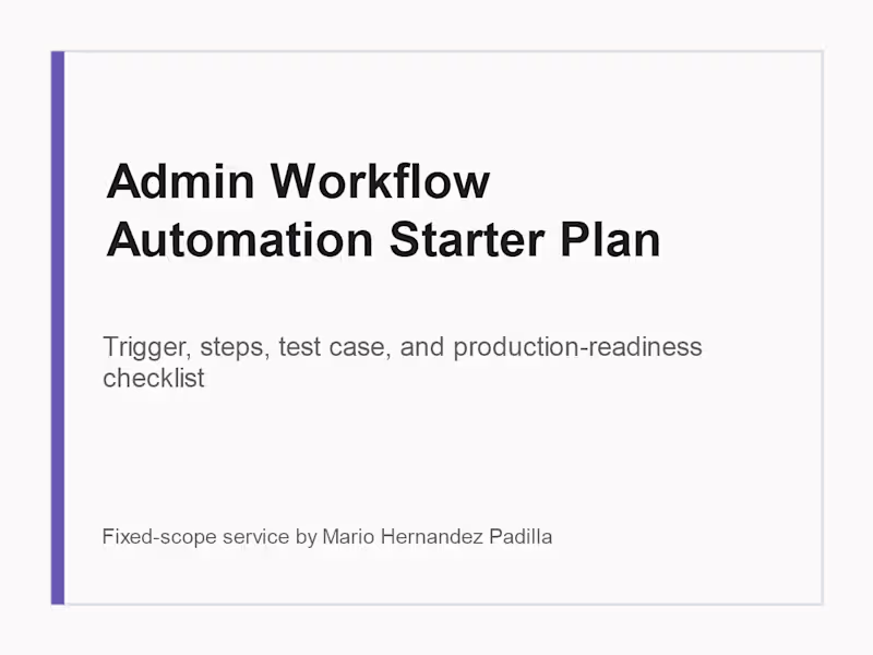 Cover image for Admin Workflow Automation Starter Plan
