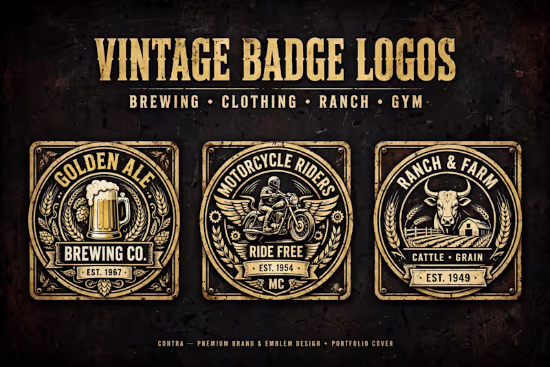 Cover image for Vintage Retro Badge Logo - Brewing, Clothing, Ranch