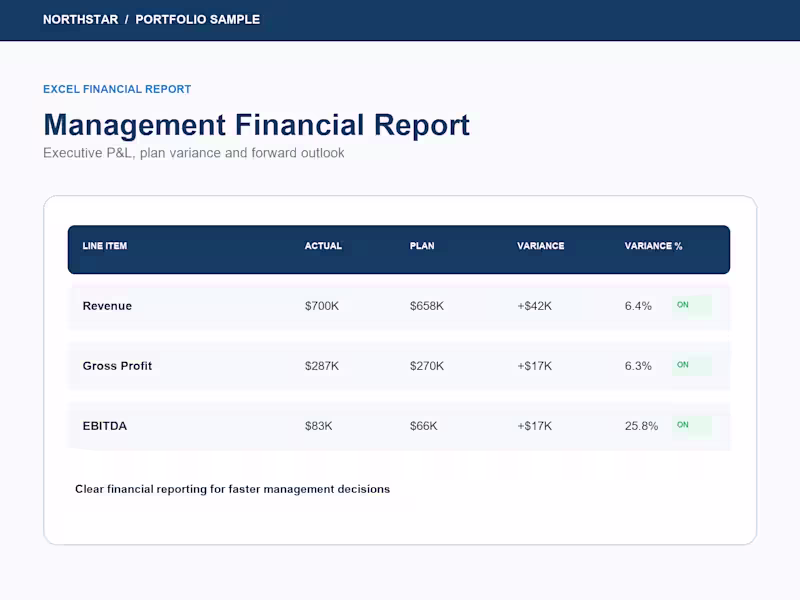 Cover image for Management financial report (Microsoft Excel)