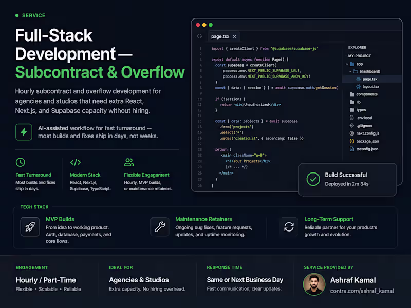 Cover image for Full-Stack Development — Subcontract & Overflow