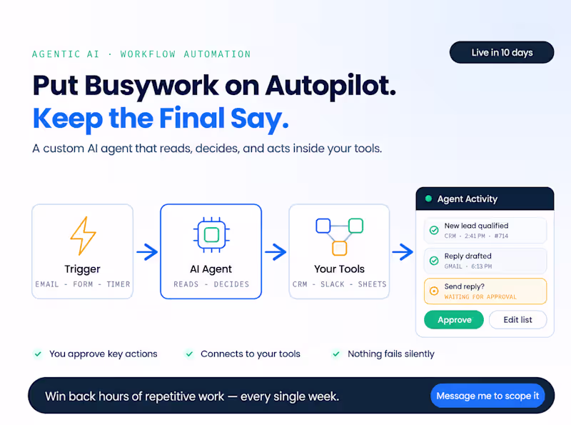 Cover image for AI Agent for Business Workflow Automation
